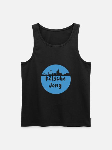 Köln, skyline,scherenschnitt,blau,kölsche jong - Männer Premium Bio Tank Top - Schwarz