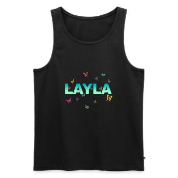 Layla - Schöner Name mit Schmetterlingen, Mädchen - Männer Premium Bio Tank Top - Schwarz - Vorne - AI Model Male 178 light (178cm)
