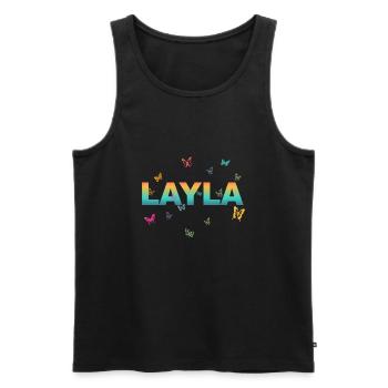 Layla - Schöner Name mit Schmetterlingen, Mädchen - Männer Premium Bio Tank Top - Schwarz - Vorne - AI Model Male 178 light (178cm)