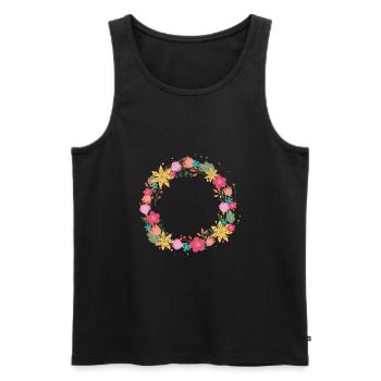 leer,blumen,blumenkranz,floral,illustration - Männer Premium Bio Tank Top - Schwarz - Vorne - Michal (187cm)