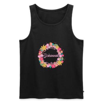 johanna,fleurs,couronne de fleurs,floral,illustrati - Débardeur bio Premium Homme - noir - Devant - AI Model Male 178 light (178cm)
