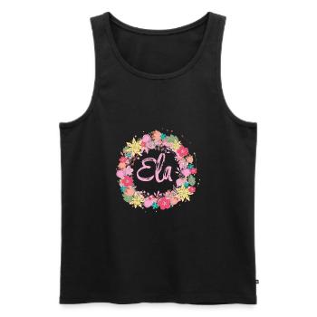 ela ,fleurs,couronne de fleurs,floral,illustration - Débardeur bio Premium Homme - noir - Devant - AI Model Male 178 light (178cm)
