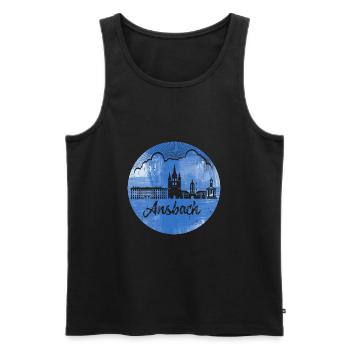 ansbach,skyline,blau,kreis,retro - Männer Premium Bio Tank Top - Schwarz - Vorne - AI Model Male 178 light (178cm)