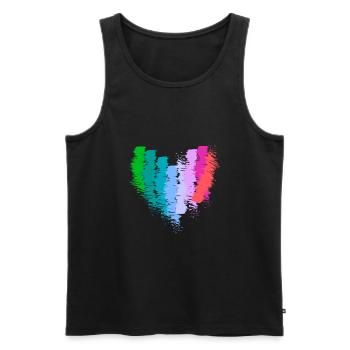 herz, regenbogen,pinsel,malerei,bunt, Zeichnung - Männer Premium Bio Tank Top - Schwarz - Vorne - AI Model Male 178 light (178cm)