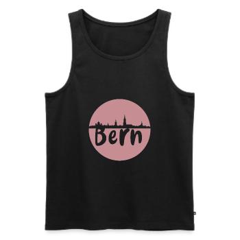 Bern, skyline, circle, purple, silhouette, brown - Men's Premium Organic Tank Top - black - Front - Michal (187cm)