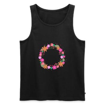 empty,flowers,flower wreath,floral,illustration,pink - Men's Premium Organic Tank Top - black - Front - Michal (187cm)