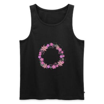 leer,blumen,blumenkranz,floral,illustration,pink - Männer Premium Bio Tank Top - Schwarz - Vorne - Michal (187cm)