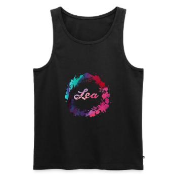 lea,fleurs,couronne de fleurs,floral,illustration - Débardeur bio Premium Homme - noir - Devant - AI Model Male 178 light (178cm)