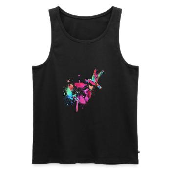 kolibri,graffiti ,malerei, blumen,vogel,blume,bunt - Männer Premium Bio Tank Top - Schwarz - Vorne - Michal (187cm)
