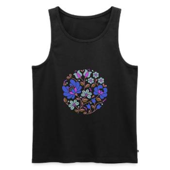 Hungarian flowers, blue, colorful flowers,tendrils,flower - Men's Premium Organic Tank Top - black - Front - AI Model Male 178 light (178cm)