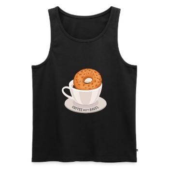 Le café rencontre le bagel - Débardeur bio Premium Homme - noir - Devant - Michal (187cm)