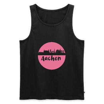 scherenschnitt,aachen,rosa,stadt,skyline - Männer Premium Bio Tank Top - Schwarz - Vorne - Michal (187cm)