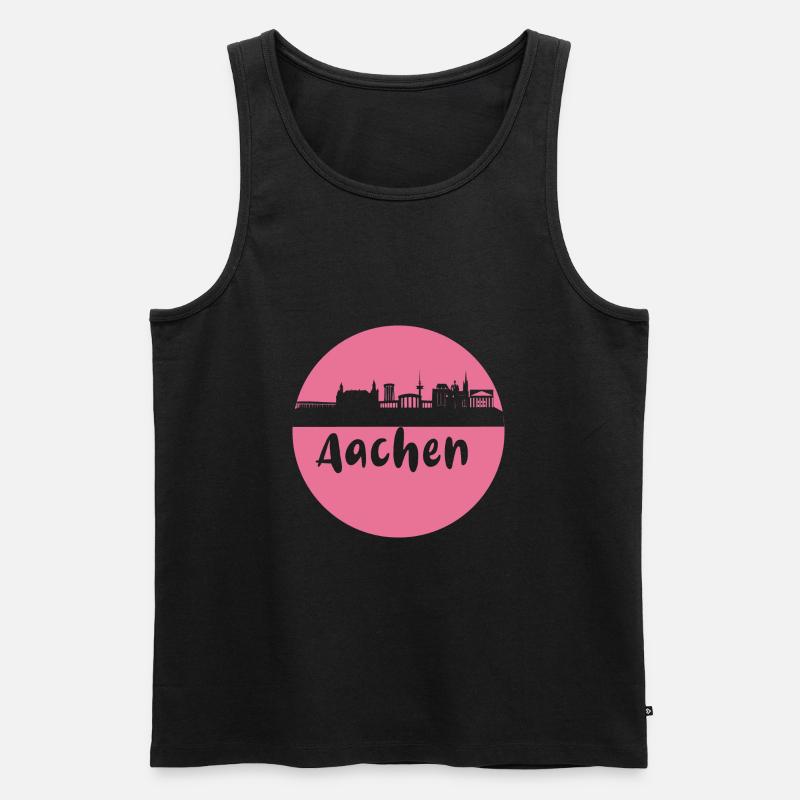 scherenschnitt,aachen,rosa,stadt,skyline - Männer Premium Bio Tank Top - Schwarz