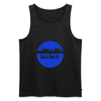 scherenschnitt,aachen,blau,stadt,skyline - Männer Premium Bio Tank Top - Schwarz - Vorne - Michal (187cm)