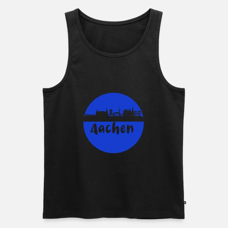 scherenschnitt,aachen,blau,stadt,skyline - Männer Premium Bio Tank Top - Schwarz