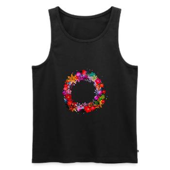 couronne de fleurs, vide, couronne, graffti, coloré, fleurs - Débardeur bio Premium Homme - noir - Devant - AI Model Male 178 light (178cm)