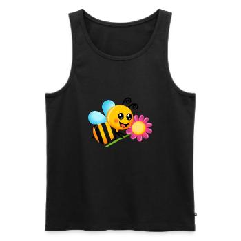 Happy Garden Bee Cartoon - Men's Premium Organic Tank Top - black - Front - Michal (187cm)
