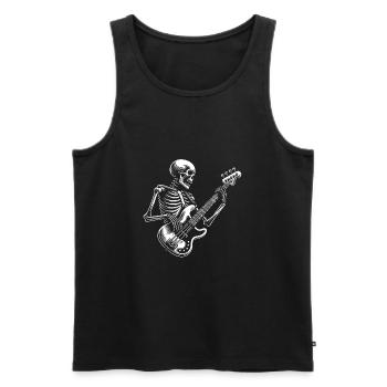 Crâne squelette avec guitare basse - Débardeur bio Premium Homme - noir - Devant - Michal (187cm)