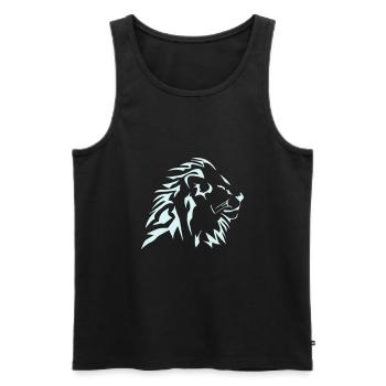 tshirt lion tribal vectoriel - Débardeur bio Premium Homme - noir - Devant - AI Model Male 178 light (178cm)