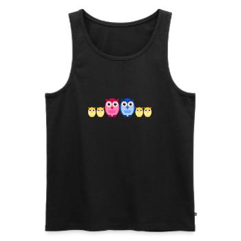 Eule Familie vier Kinder - Männer Premium Bio Tank Top - Schwarz - Vorne - AI Model Male 178 light (178cm)