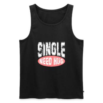 Single Need Hug - Men's Premium Organic Tank Top - black - Front - Michal (187cm)