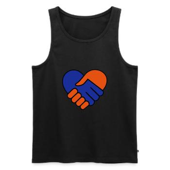 Hand in hand heart blue red - Men's Premium Organic Tank Top - black - Front - AI Model Male 178 light (178cm)