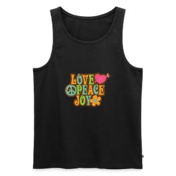 Love, peace, joy - Men's Premium Organic Tank Top - black - Front - Michal (187cm)