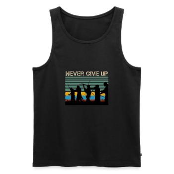Never Give up - Men's Premium Organic Tank Top - black - Front - AI Model Male 178 light (178cm)
