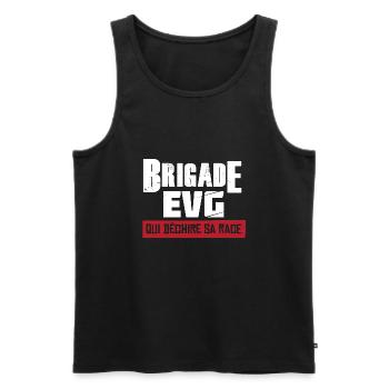 Brigade EVG Cadeau homme humour EVG - Débardeur bio Premium Homme - noir - Devant - Michal (187cm)