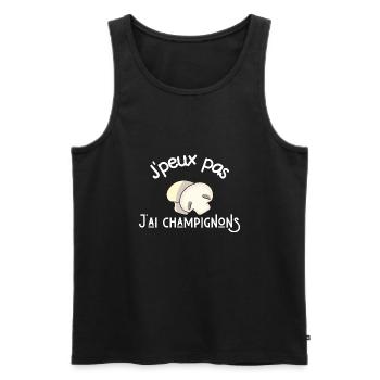 je peux pas j'ai champignons - Débardeur bio Premium Homme - noir - Devant - AI Model Male 178 light (178cm)