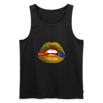 Mund Pillen Blau und Rot - Männer Premium Bio Tank Top - Schwarz - Vorne - AI Model Male 178 light (178cm)