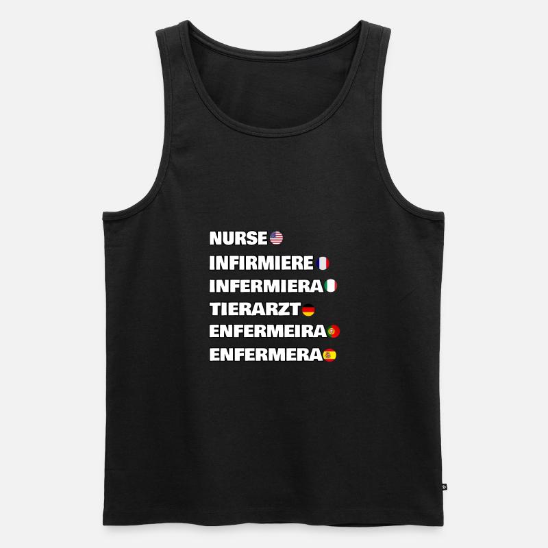 Krankenschwester in 6 verschiedenen Sprachen - Männer Premium Bio Tank Top - Schwarz