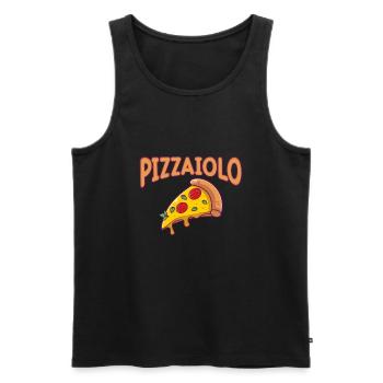 Pizza - Männer Premium Bio Tank Top - Schwarz - Vorne - Michal (187cm)