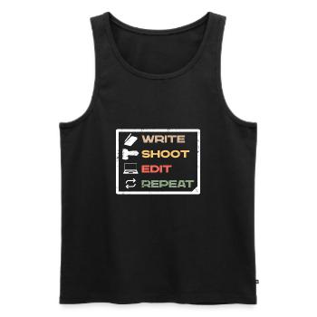 Journalist Journalism Write Edit Repeat - Men's Premium Organic Tank Top - black - Front - Michal (187cm)