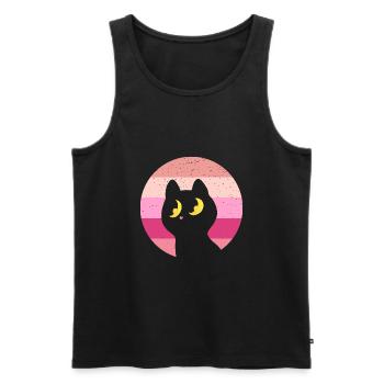 Katze Retro - Männer Premium Bio Tank Top - Schwarz - Vorne - AI Model Male 178 light (178cm)