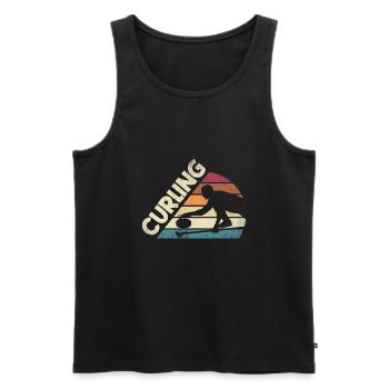 Curlign Sport Curler Curling Player Silhouette - Männer Premium Bio Tank Top - Schwarz - Vorne - Michal (187cm)