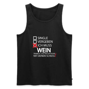 Single Vergeben Wein trinken Geschenk T Shirt - Männer Premium Bio Tank Top - Schwarz - Vorne - Michal (187cm)