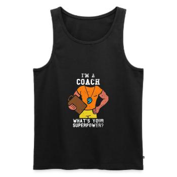 Coach coach - Men's Premium Organic Tank Top - black - Front - AI Model Male 178 light (178cm)