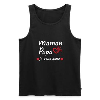 Maman Papa je vous aime blanc - Débardeur bio Premium Homme - noir - Devant - Michal (187cm)