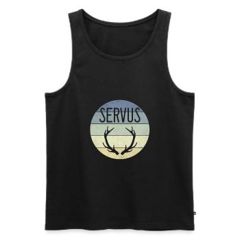 Servus Bayern Geweih Retro Vintage Shirt - Männer Premium Bio Tank Top - Schwarz - Vorne - AI Model Male 178 light (178cm)