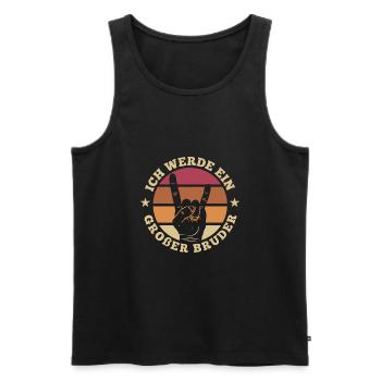 Ich werde großer Bruder Rock Handzeichen - Männer Premium Bio Tank Top - Schwarz - Vorne - Michal (187cm)