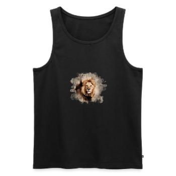 Lion splash - Men's Premium Organic Tank Top - black - Front - AI Model Male 178 light (178cm)