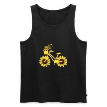 Vélo tournesol vélo cyclisme hippie vacances d’été - Débardeur bio Premium Homme - noir - Devant - Michal (187cm)