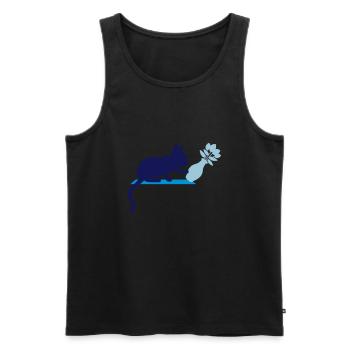 Umstoßen Blumenvase freche Katze - Männer Premium Bio Tank Top - Schwarz - Vorne - AI Model Male 178 light (178cm)