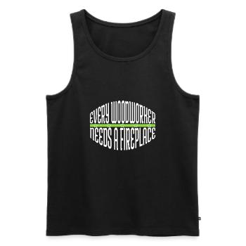 laisse jouer les tshirts charpentiers couper tronçonneuse en bois - Débardeur bio Premium Homme - noir - Devant - Michal (187cm)