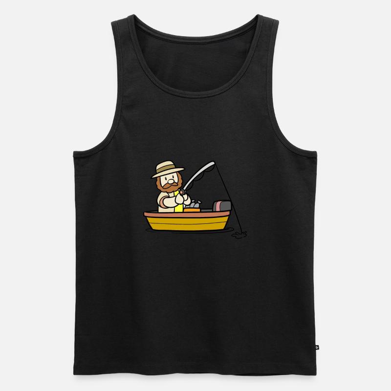 Fischer mit Fischerboot - Männer Premium Bio Tank Top - Schwarz