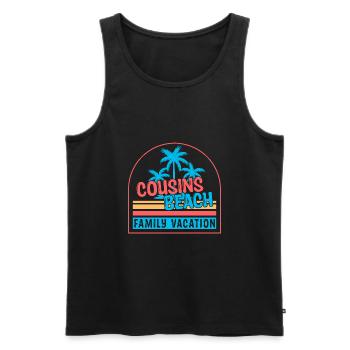 Cousins Beach - Men's Premium Organic Tank Top - black - Front - AI Model Male 178 light (178cm)