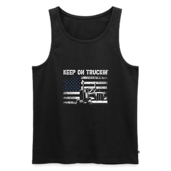 Keep On Truckin Awesome Patriotic Vintage Tea - Men's Premium Organic Tank Top - black - Front - Michal (187cm)