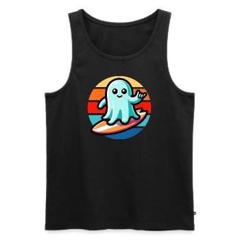 Ghost Surfing Vintage Sunset - Men's Premium Organic Tank Top - black - Front - Michal (187cm)