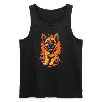 German Shepherd Puppy Funny Dog Dogs - Men's Premium Organic Tank Top - black - Front - Michal (187cm)
